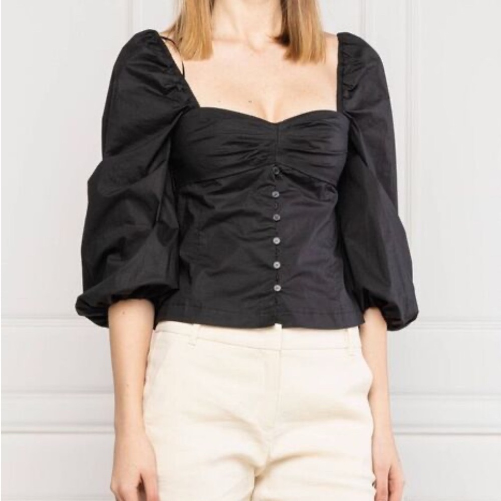 Pinko Black Puff Sleeve “Kappa” Blouse